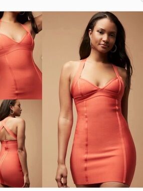 Women’s Halter Bodycon Dress in Coral
